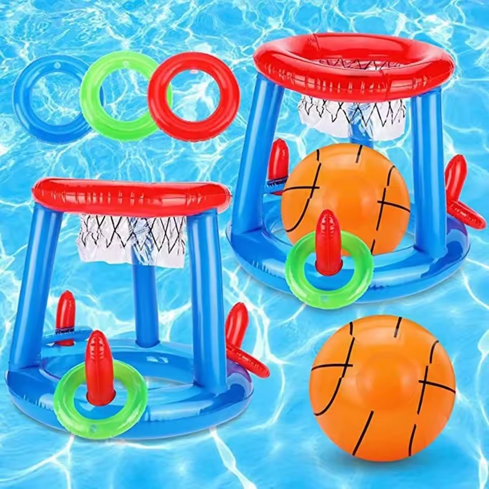 Ring Toss Outdoor - Inflatable Floating Basketball & Ring Toss