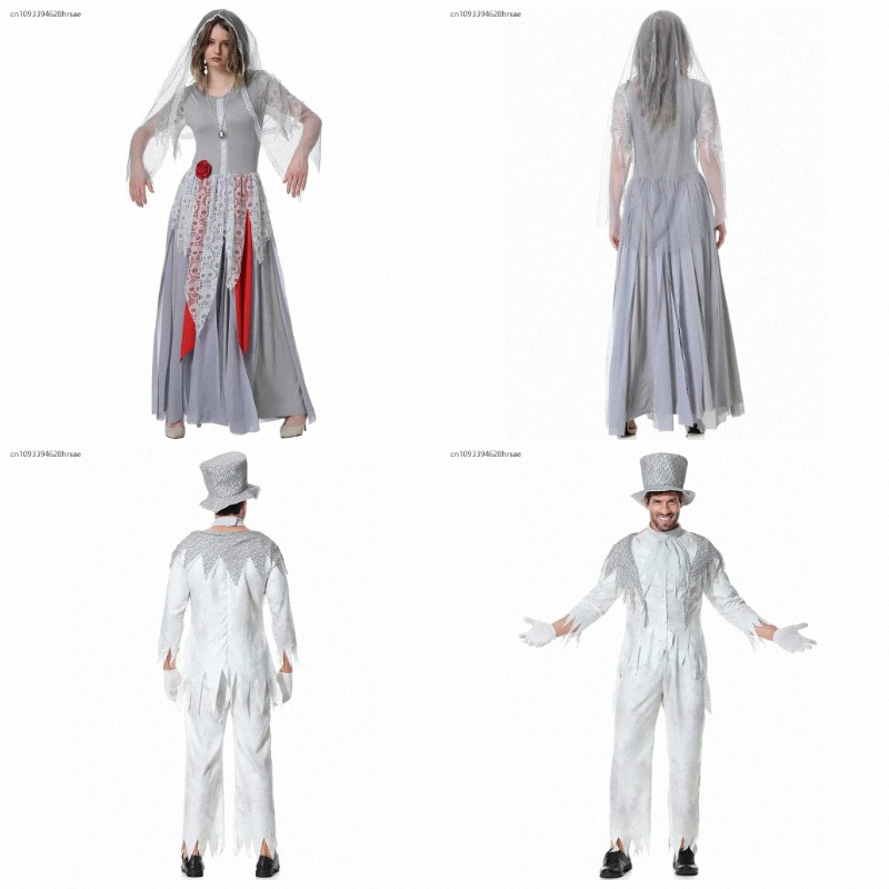 Zombie Party Games For Adults - Couple Ghost Wedding Suit Halloween Party
