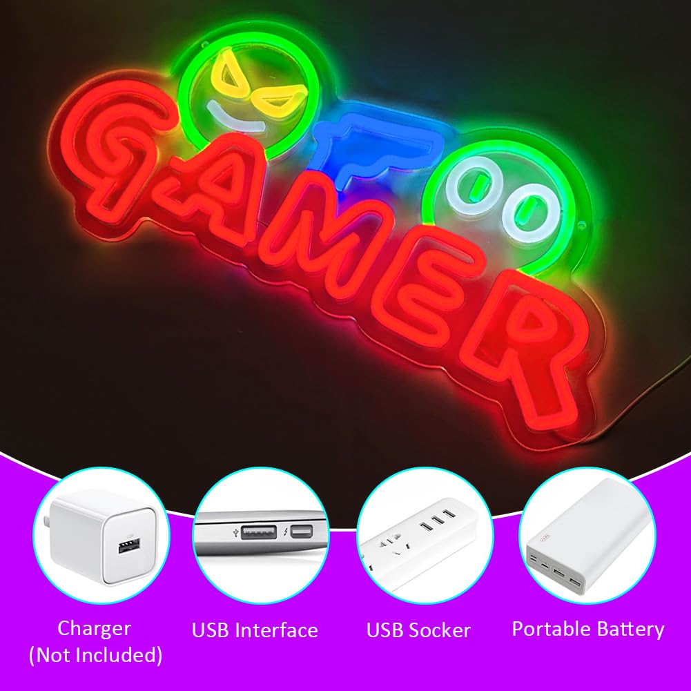 Gamer Neon Sign LED Wall Light - Party Games Birthday recension och pris